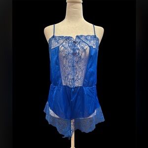 Vintage Blue lace romper négligée vintage size 16/18